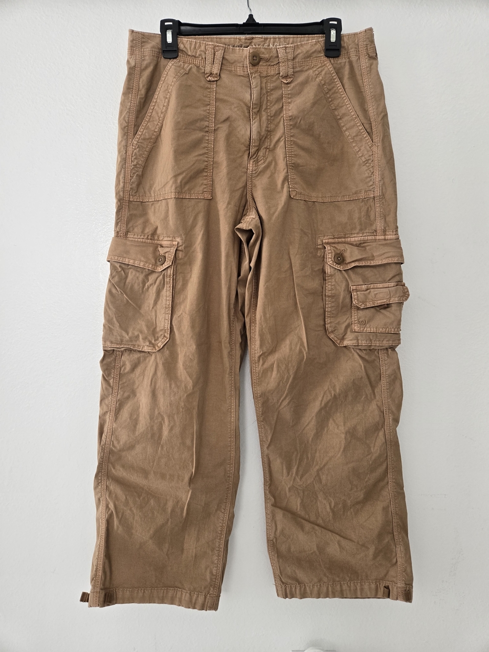 American Eagle Outfitters Brown Canvas Stretch Baggy Jogger Cargo Pants Straight - Picture 4 of 14
